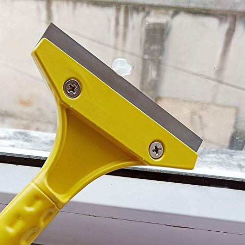 Razor Scraper, Durable Steel Wallpaper Remover Razor Blades Yellow Cleaning Tool for Scraping Labels, Decals, Stickers, Caulk, Paint from Glass, Window, Floor (2 Pack, 10 Extra Razor Blades)