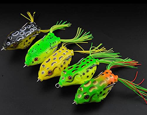 FNAPE Angelköder 5er Set, 6.5CM 12G Kunstköder Raubfisch Raubfischköder Oberflächenköder Froschköder Weiche Köder Frosch Angelköder Wobbler Für Barsch Forelle Hecht Zander Süßwasser Salzwasser