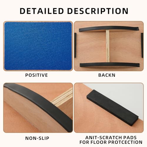 Juoe Balance Board Wobble Board for Adults and Kids - Anti-Slip 350LBS Balance Board for Physical Therapy,Balance Training,Posture Correction,Standing Desk Core Strength Wooden Balance Rocker Board - Image 4