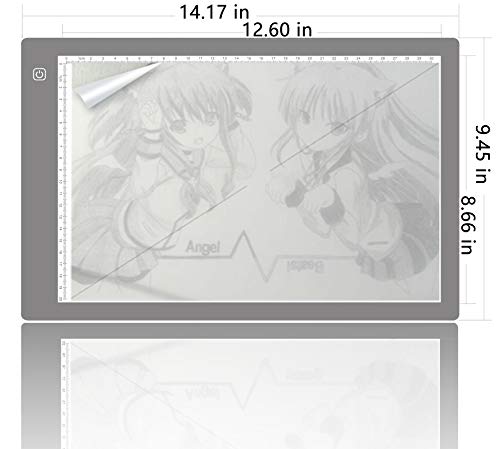 A4 Size Slim Portable Light Box Tracer Led Art tracing Light Pad Adjustable Brightness for 5D Diamond Painting Drawing Sketching Animation (Grey)
