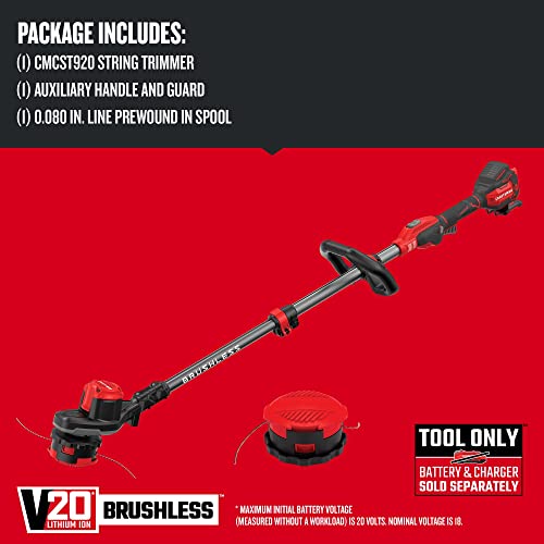 Image of CRAFTSMAN V20 WEEDWACKER Cordless String Trimmer with QUICKWIND, 13 inch, Bare Tool Only (CMCST920B)