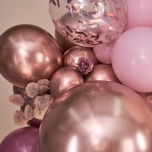Image of PartyWoo Dusty Rose Balloon Arch Kit, 140 pcs Pink Balloon Garland Kit, Rose Gold Balloons, Metallic Balloons for Dusty Pink Birthday Decorations Women, Bridal Shower, Wedding, Bachelorette Party