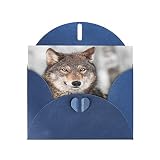 Cartes de vœux vierges en forme de loup avec enveloppes bleues – anniversaire, remise de diplôme, mariage, condoléances, Thinking of You, Thank You
