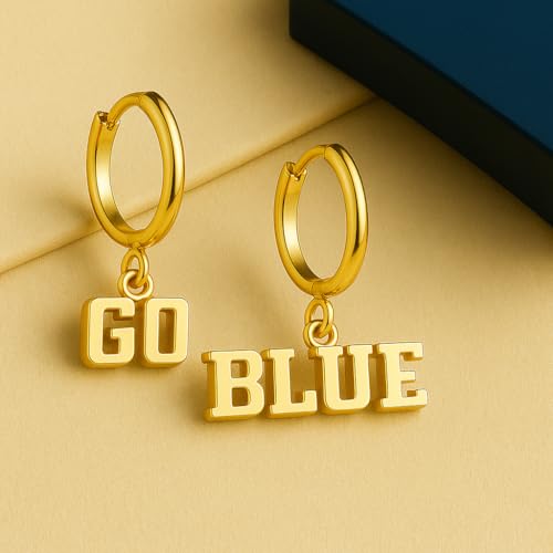 Stone Armory Earrings for University of Michigan Jewelry Gifts for Women, Graduation – Stainless Steel Skin-Friendly Michigan Wolverines Earrings 18K Gold Finish Go Blue Hoops2