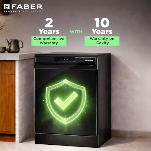Image of Faber 14 Place Free Standing Dishwasher|6 Wash Programs| LED Display| Adjustable Racks | Half Load Wash| 2Yr Comprehensive & 10Yr Cavity Warranty |FFSD 6PR 14 S BK Digital, Black Finish