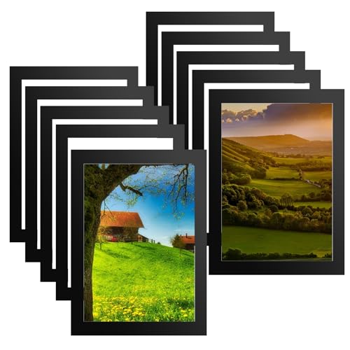 10pcs A3 Frame, A3 Poster Display Frame Magnetic Photo Frames with Adhesive Backing, Self Adhesive Picture Frames for Paintings Photos Notices Certificate Poster (Black)