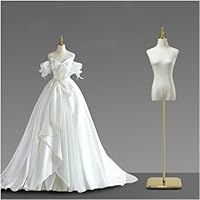 WENNEWU Manikin Dress Form, Female Mannequin Torso, Clothing Display Model Body Stand, Adjustable Height Wedding Dress Mannequin, with Thickened Square Bottom,Gold