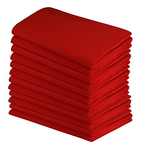 Lot de 12 torchons de cuisine (68,6 x 68,6 cm), 100 % coton, très absorbants, multi-usages pour broderie – Rouge