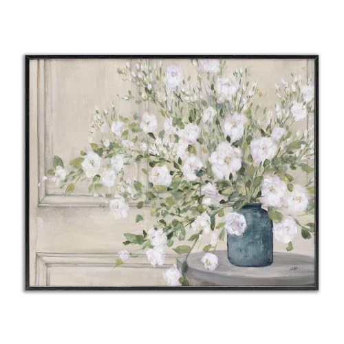 Stupell Industries 'Geranium Tabletop Country Still Life Painting Blooming Flowers', Framed Giclee Art, Black, 14 x 11 Inches, Easy to Hang and Sturdy, Made in USA, by Julia Purinton