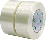 Cinta adhesiva de filamento transparente de 6,7 mm de grosor, lo suficientemente gruesa, mejor adherencia, fuerte unión. Es perfecto para trabajos pesados y duros.