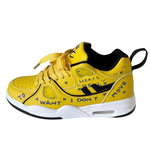 OJQIH Women Y2K Sneakers Graffiti Doodle Yellow 5.5