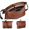 Time Resistance Sacoche en cuir pour ordinateur portable Sac à bandoulière en cuir pleine fleur pour hommes et femmes (cognac) #4