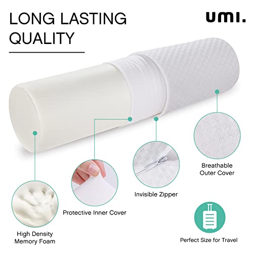 NGOZI Almohada Cilíndrica Cervical para Cuello, Cojin Cilíndrica de 45x13 cm Espuma de Memoria, Cojín Lumbar y Cojín de Rodillas, Cojin Rulo Reposacabezas, Blanco - imagen 3