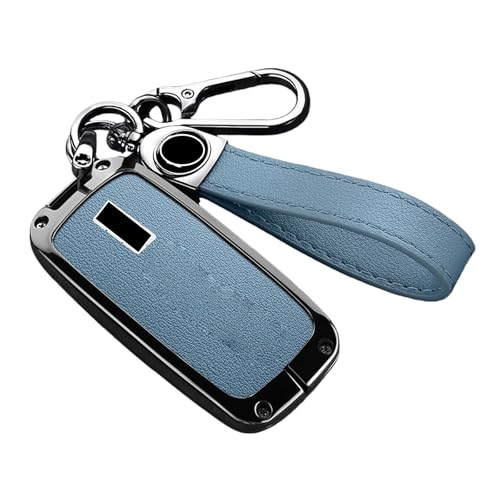 Compatible For Geely/EX5/Galaxy/Starship 7/EM-i L7/Model E8 E5/Car Smart Remote Key Case Cover Emblem Zinc Alloy Protection Shell(G-blue keyring)