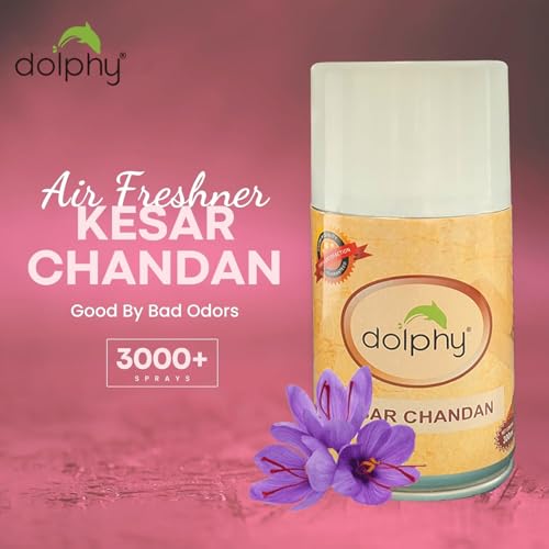 Image of Dolphy Automatic Air Freshener Refill | 3000 Sprays Guaranteed | Automatic Room Freshener, Bathroom Freshener and Room Spray and Refill Fit Dolphy Aerosol Perfume Dispenser - (kesar chandan - 300ml)
