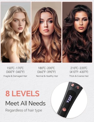 LANDOT Automatic Rotating Curling Iron 1-Inch - Versatile Styling for Salon Waves, Curls & Spirals | 8 Temp Settings & Anti-Scald Design for All Hair Types | Perfect for Daily Use & Beginners - Image 6