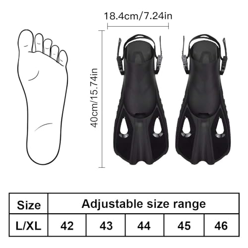 Palmes de plongée réglables courtes taille L/XL pour un palmage fluide