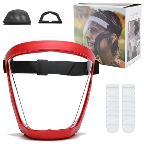 MONKPEAR Tooltekt Anti-Dust & Fog-Free Face Shield, Byandbyair Anti-Fog Protective Full Face Shield for Grinding and Cutting (red) Cover