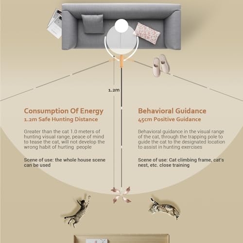 ROSAUI 2X Katzenangel lang, interaktives katzenspielzeug mit 2 Vogel und 3 Federn, Katzen Spielzeug für Kitten, cat Toys stabil 107cm