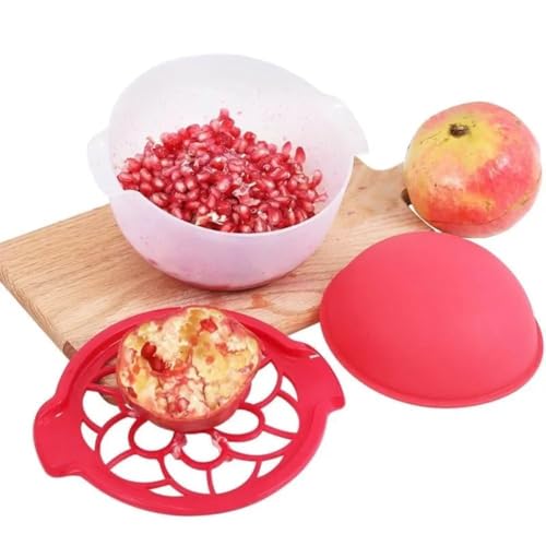 Image of Pomegranate Peeler Silicone Deseeder with Bowl, Pomegranate Arils Removal Tool, Anti-Slip Seed Separator, Manual Pomegranate Seeder Remover, Easy Fruit Peeling Machine Kitchen Gadget
