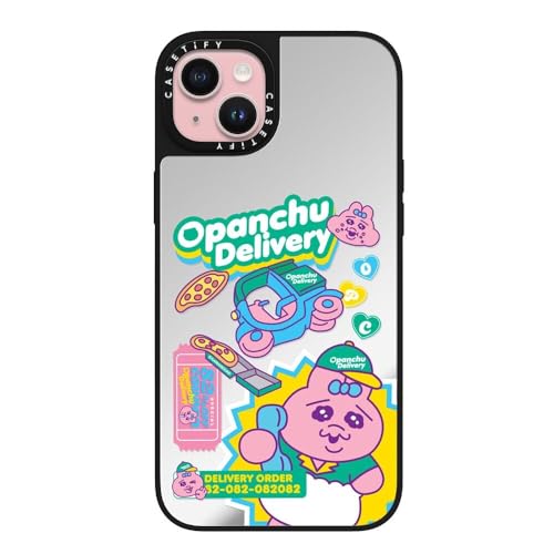 CASETiFY �~���[ iPhone 15 Plus �P�[�X [����(�X�}�z�J�o�[) / MagSafe�Ή�/�w��h�~/Opanchu Usagi Co-Lab] - �V���o�[ (�u���b�N�o���p�[) - OPANCHU USAGI DELIVERY CA