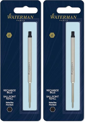 Waterman recharge d’encre pour stylo bille | pointe fine | encre noire | 1 recharge (Lot de 2)