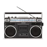 Crosley CT201A-BK Retro Bluetooth Boombox Cassette Player with AM/FM Radio and Bass Boost, Black
