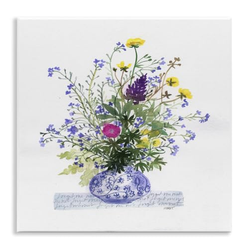 'Mixed Delicate Flowers Arrangement Cursive'| Wall Plaque Art