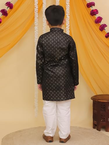 Image of AJ DEZINES Boys Cotton Full Sleeve Printed Kurta Pajama Set for Kids - Ethnic wear | Special Occasion & Traditional Outfit |Boys Kurta Pyjama Set - Regular Fit