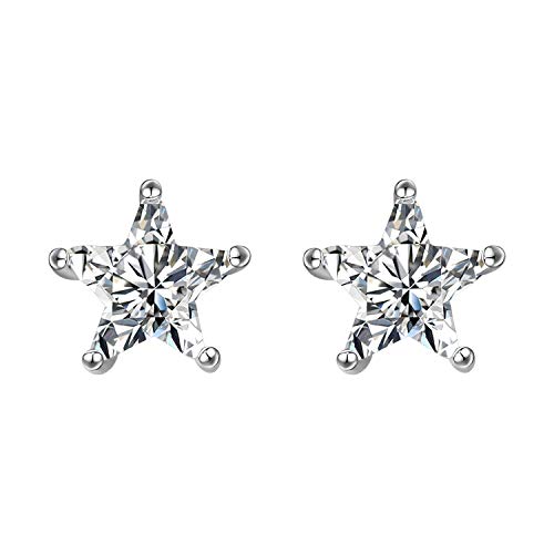 POPLYKE Sterling Silver Star Stud Earring with Birthstone For Women Star Simple Jewelry Gifts for Women