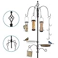 Urban Deco Wild Bird Feeding Station Kit with Water Seed tray Bird Feeder Pole Hanging Kit Planter Hanger Multi Feeder Hanging with Metal Suet Feeder Bird Bath for Attracting Wild Birds