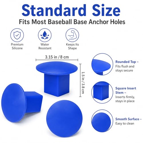 Image of Pangda 8 Pcs Baseball Base Plugs for Baseball Field Rubber Ground Receptacle Plugs for Softball Anchor (Blue)