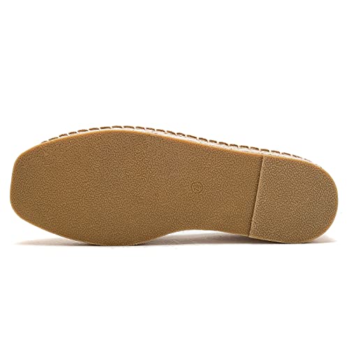 Image of Men's Classic Suede Canvas Round Cap Toe Espadrilles Loafers Pure Color Slip On Comfortable Flats Shoes