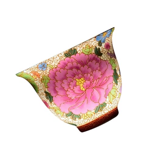 Homoyoyo Tazza da Tè in Ceramica Singola 55ml Motivo Floreale Smaltato a Filo Tazza da Tè Kung Fu Artigianale per Casa e Regali Raffinati