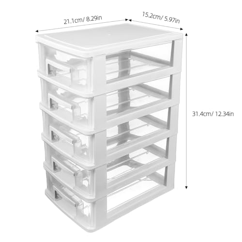 GALPADA Clear Drawer Storage Cabinet 5 Drawer Storage Organizer for Desktop Plastic Box Organizer for Office Study Living Room Transparent 12.36 X 8.30 X 5.98 in by GALPADA - Image 9