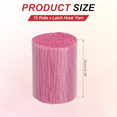 Image of MECCANIXITY 15 Rolls Latch Hook Yarn, 3mm Dark Pink Latch Hook Kit Yarn Precut Hook Rugs Making Crochet Bundles for Rug Adults Beginners Tapestry DIY Craft