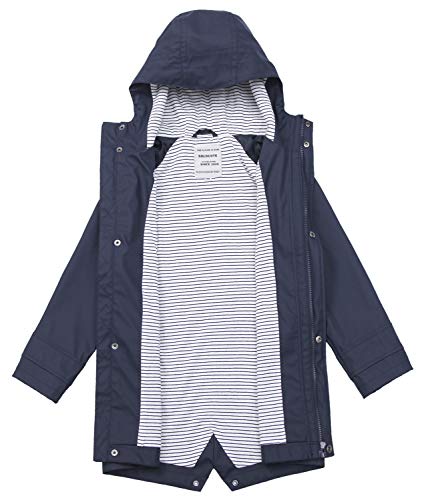Solocote Kids Rain Jacket Hooded Lined Rubber Raincoats For Girls Boys Waterproof Windproof, 180806 Navy F 13-14Y #TOP2