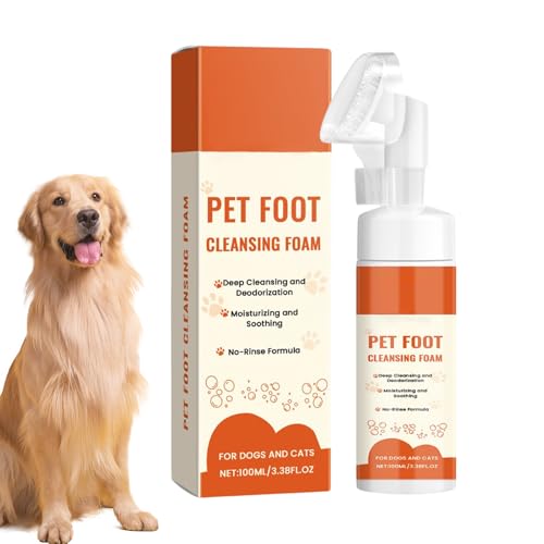 Limpiador De Patas - Espuma De Limpieza Para Patas De Perro - 100 ML Espuma Exfoliante con Cepillo Suave para Cuidado de Piel Baño de Cachorros Razas Medianas Grandes Viaje Spa | Para Razas Medianas G