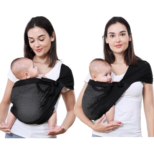 Image of GOTOriri Baby Wraps Carrier, Ring Sling Baby Sling Carrier Newborn to Toddler, Multifunctional Infant Carrier Adjustable Shoulder Strap Lightweight Breathable Air-Mesh Fabric for Water(Black)