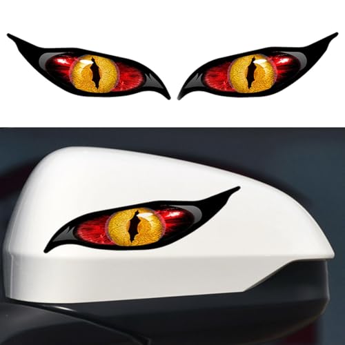 Autocollant Voiture, Autocollant réfléchissant 3D mauvais yeux, Autocollant Voiture Humour, Autocollant Monster, Intéressant Autocollant Moto, pour voiture moto casque rouge scooter