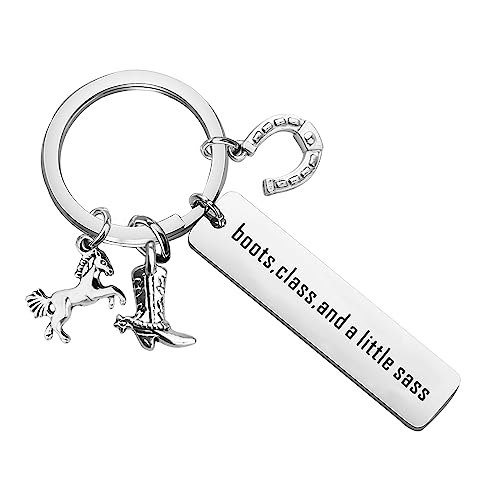 CENWA Cowgirl Keychain Boots Class and a Little Sass Gift Dirt is Cowgirl Glitter Gift Equestrian Gift