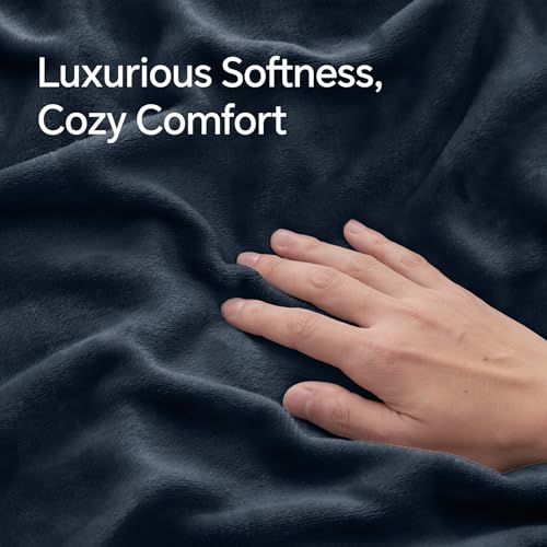 Image of BEDELITE Flannel King Size Pillow Cases Set of 2, Navy, 20x36 Inches | Super Cozy Fuzzy Velvet Pillow Shams with Zipper Closure, Soft Fleece Pillowcases for Bedroom, Sofa, Couch, All-Season Use