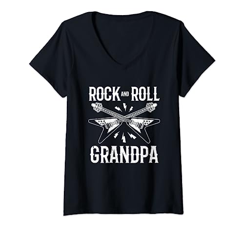 Rock and Roll Grandpa Vintage Band Punk Rock Design Rockstar Camiseta Cuello V