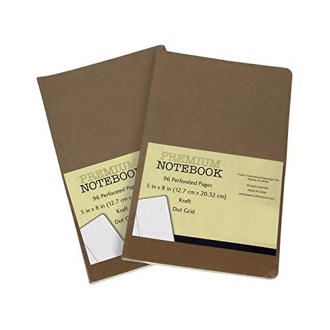 B-THERE Premium Journal - Dot Grid Pages, Kraft Cover 5in x 8in. 96 Preforated Pages w/Dotted Grid (2 Notebooks) Cover