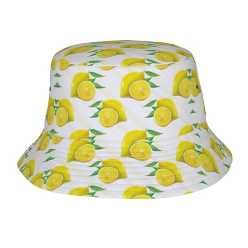 Chapeau bob imprimé citron jaune unisexe plein air été plage chapeau de soleil chapeau de pêcheur pliable pour femmes hommes plein air