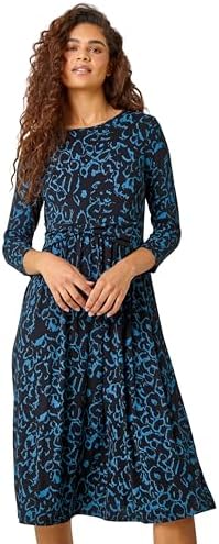 Roman Originals Fit and Flare Dress for Women Ladies Chest Twist ...