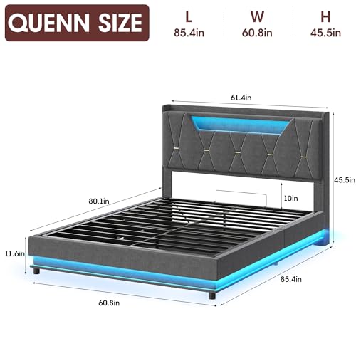 Vabches-Queen-Size-Lift-Up-Storage-Bed-Frame-Storage-Headboard-Charging-Station-LED-Lights-Upholstered-Platform-Bed-No-Box-Spring-Needed-Noise-Free