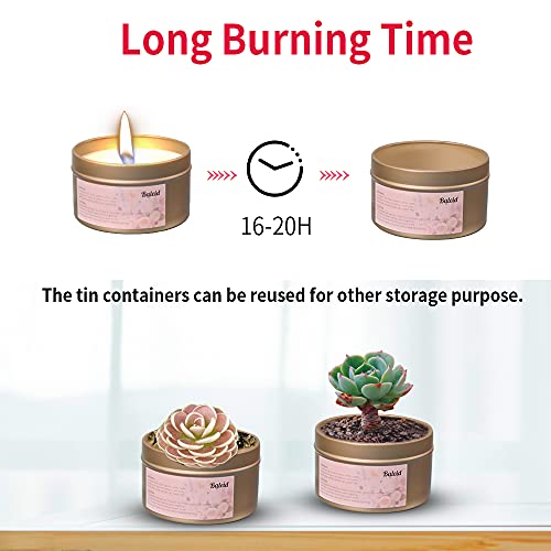 Baleid Flower Scented Candles Gift Set Of 6 Pack Bulk, Natural Soy Wax 2.9 Oz Jar Portable Travel Small Tin For Men Women 7% Pure Grade Fragrance Essential Oils Stress Relief Aromatherapy Home Yoga #TOP3