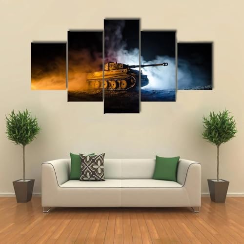 Tableau decoration murale 5 parties avec cadre pour habiller un grand mur vide de salon