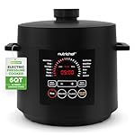 NutriChef Electric Pressure Cooker 6 Quart Capacity | 9 Function Digital Countertop Pressure Cooker | Adjustable Time & Temperature | Cook, Bake, Steam, & Braise | 13.1 x 11.4 IN | Black